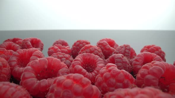 Ripe Fresh Natural Raspberries in Extreme Macro Close Up