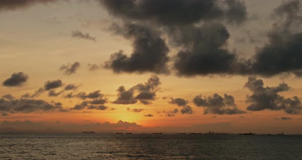 Seascape and sunset skyline