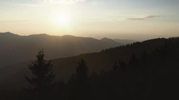 Mountain Range Sunset Landscape Aerial