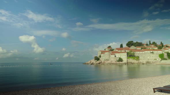 Sveti Stefan Is a Tourist Town By the Sea. Montenegro. Day