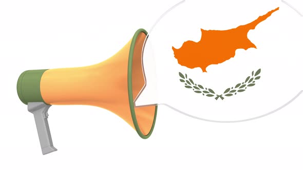 Megaphone and Flag of Cyprus on the Speech Bubble