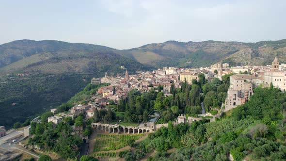 4K Aerial of Tivoli, outside of Rome, Italy.