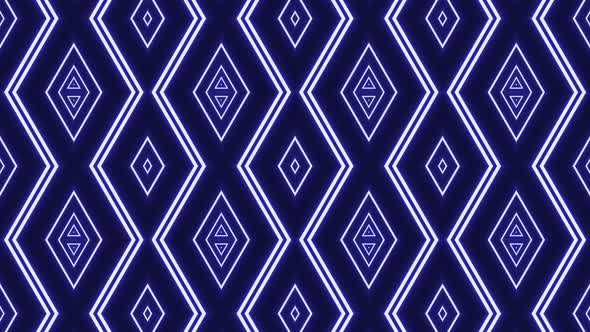 Bright neon glowing geometric mosaic in futuristic design. Abstract symmetrical pattern