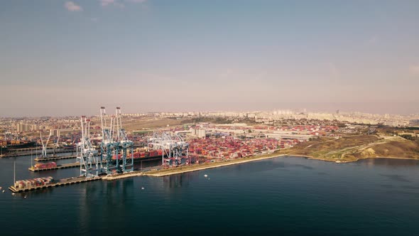 aerial view of ambarli international harbor