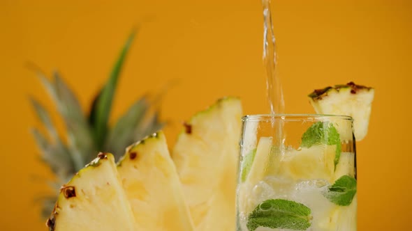 Pineapple Lemonade on Orange Background