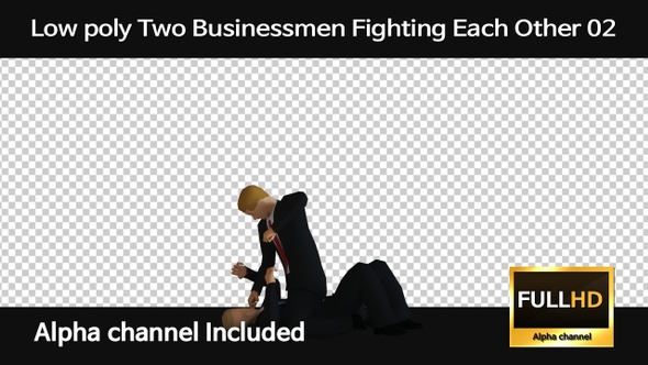 Low Poly Two Businessmen Fighting Each Other 02