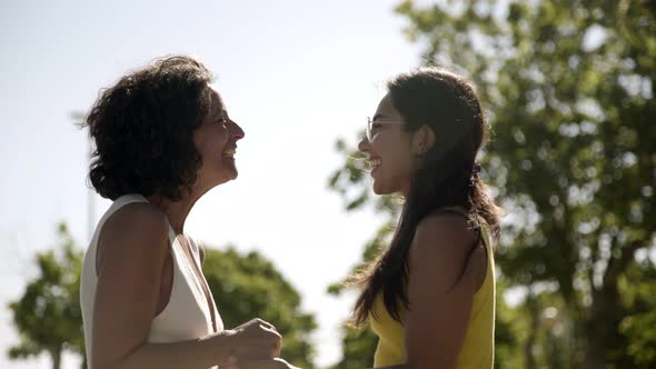 Happy Young Women in Park