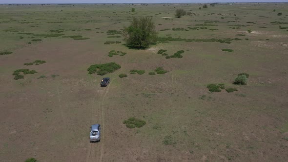 Desert Safari Offroading Group of Car 4X4 Vehicle Rides on Desert Dune Barkhan