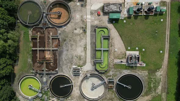 Aerial View of a Sewage Water Treatment Plant in Otley Leeds
