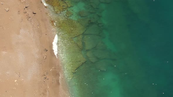 Untouched Natural Tropical Sandy Beach and Underwater Reefs