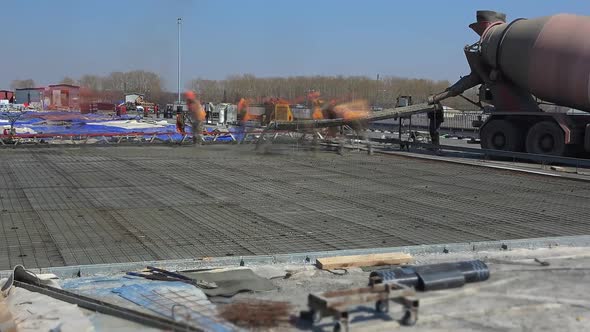 Timelapse Workers Pour Concrete