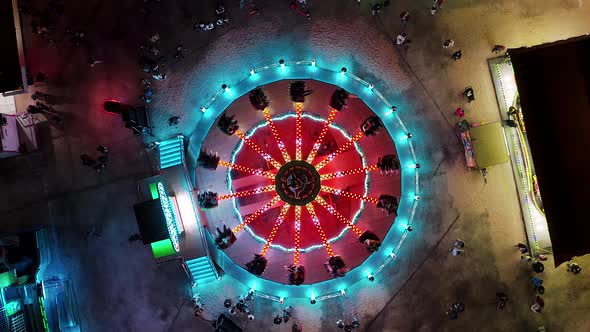 State fair at night time aerial view.