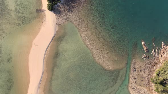 Aerial Drone View Koh Ma Island Ko Phangan Thailand. Exotic Coast Mae Haad Beach