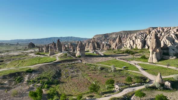 Horseback riding in Cappadocia aerial view 4 K