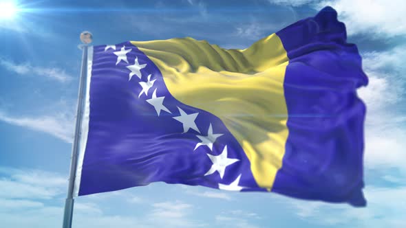 4K 3D Bosnia And Herzegovina Flag