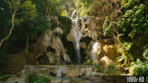 Large Beautiful Waterfall in Luang Prabang, Laos