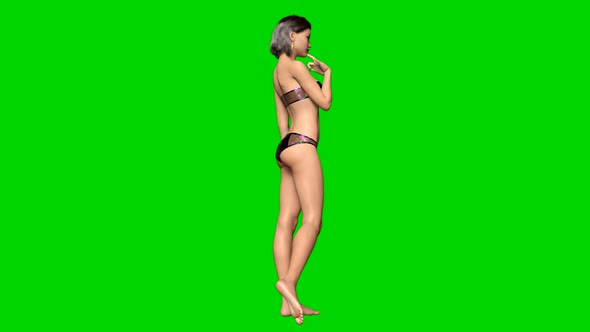 Vj Loop Rotation of a Sexy Girl in a Swimsuit