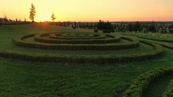 Scenic Landscape of Beautiful Summer Park Dobropark at Sunrise Motyzhyn Ukraine