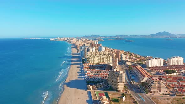 Aerial View. Panoramic View La Manga Del Mar Menor, Cartagena, Murcia, Spain