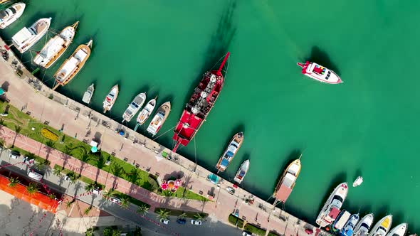 Pirate Harbor aerial view Turkey Alanya 4 K