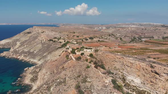 Aerial drone video from western Malta, Mgarr area, Fomm ir-Rih bay.