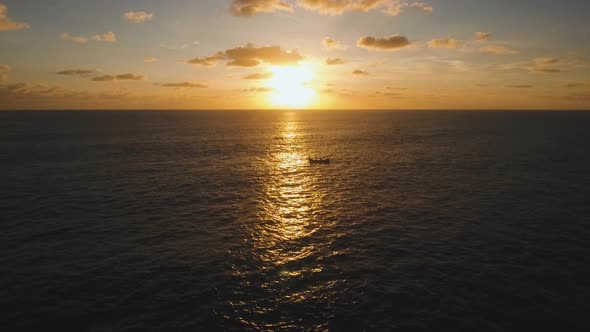 Water Surface Aerial View at sunset. Bali