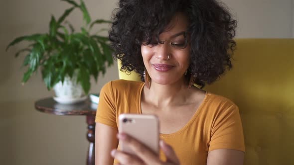 Woman Using Phone for Online Distant Communication Spbd