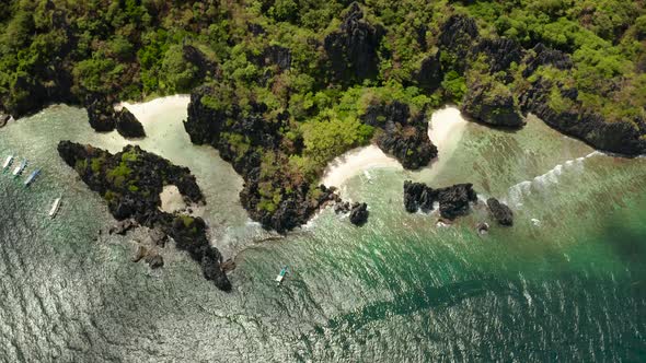 Tropical Seawater Lagoon and Beach, Philippines, El Nido