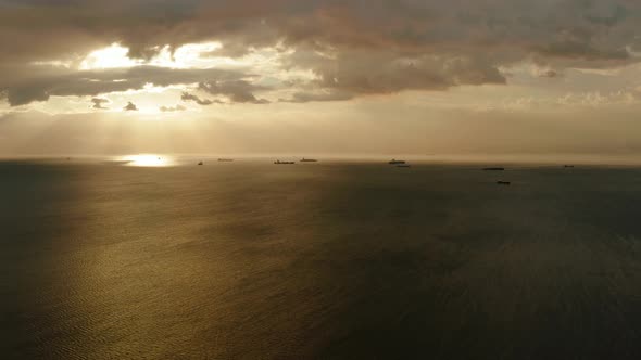 Sunset Over the Sea in Manila Bay