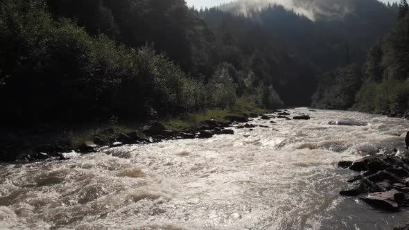 Fast Mountain River in Summer