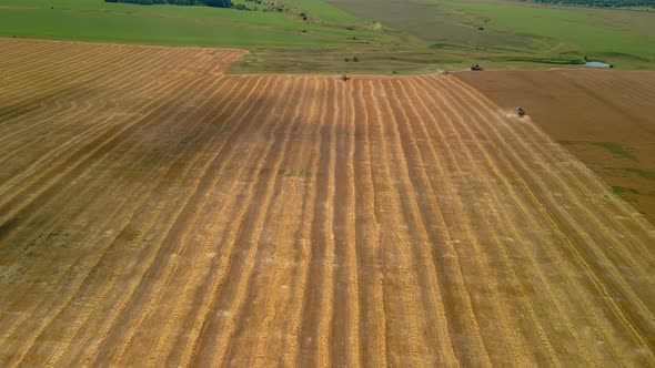 View From a Quadcopter to Harvesters From Harvesting Crops From the Fields