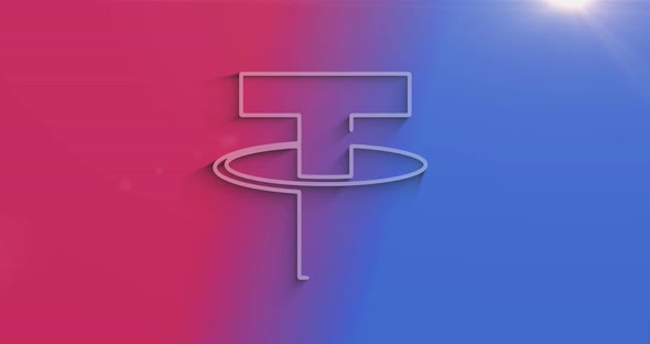 Tether stablecoin blockchain crypto currency symbol 3d with shadow