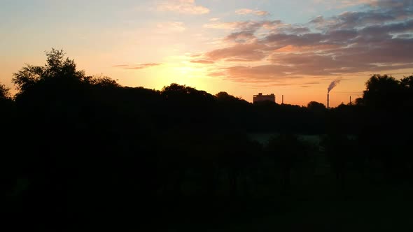 Sunrise over golf course views around on horizon.