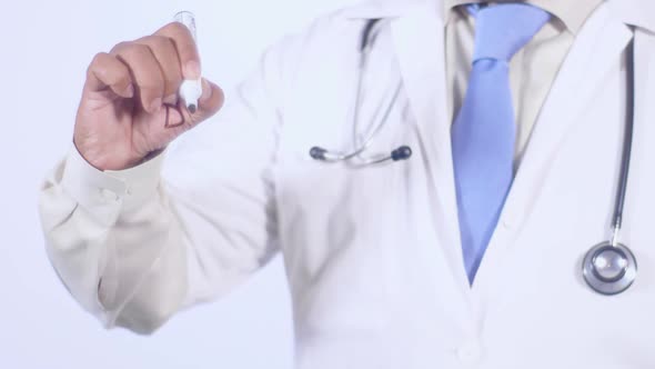 Doctor Writes On Transparent Glass Dandruff