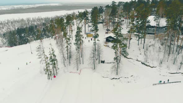 Comfortable Ski Resort Located on Lowangle White Snow Hill