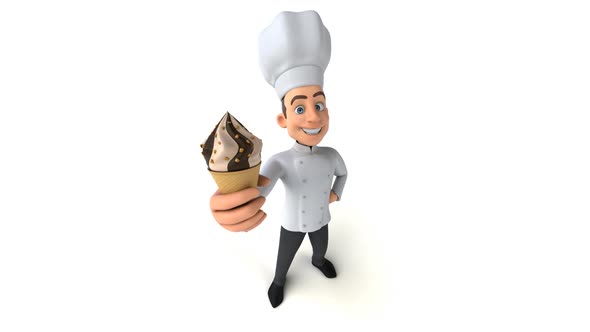 Fun 3D cartoon chef with an Ice Cream alt