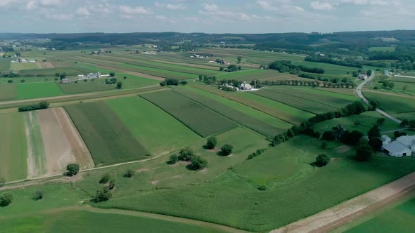 Amish Countryside and Farmlands as Seen by Drone