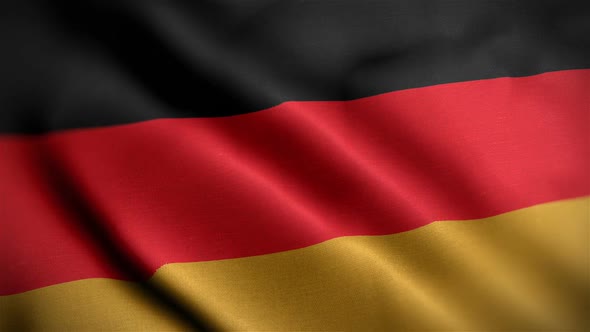 Germany Flag Closeup Blowing In Wind