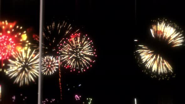 serbia Flag With World Globe Flags And Fireworks