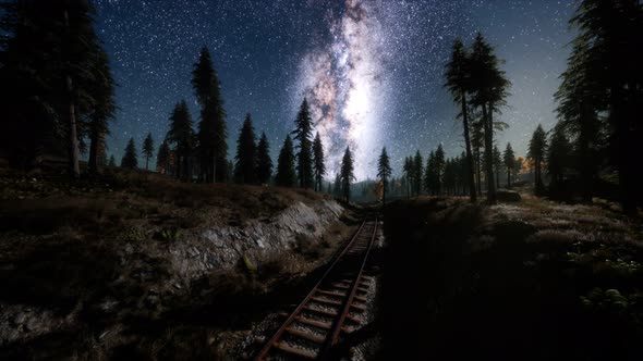 The Milky Way Above the Railway and Forest