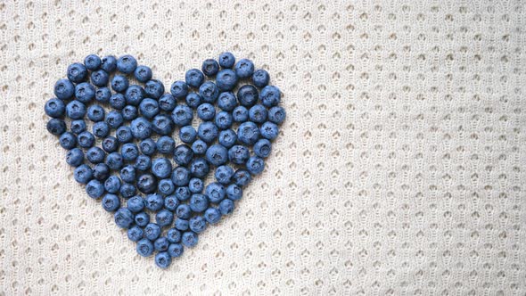 Blueberry Heart Shape Symbol Concept For Healthy Eating And Lifestyle