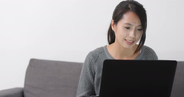 Woman Use of Computer at Home