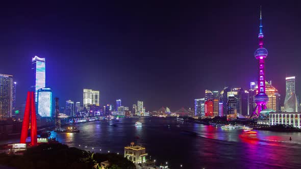 Wide Huangpu Surrounded By Shanghai Districts Timelapse