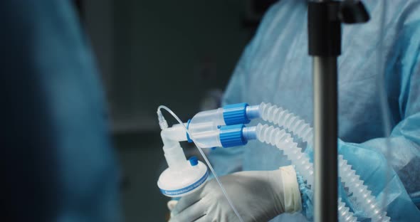 A Team of Surgeons Perform an Operation in a Bright Operating Room