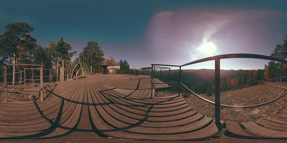 360 VR Virtual Reality of a Beautiful Mountain Scene at the Autumn Time, Wild Russian Mountains