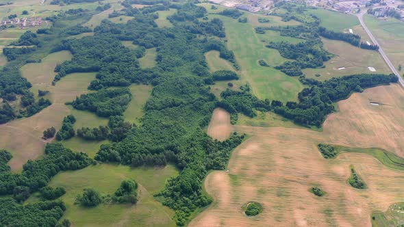 Beautiful Green Forest and Fields Top View Slow Motion  Movie