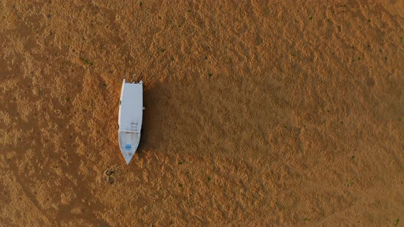 Aerial Top Down Drone View at Boat Anchored on the Bottom Bali Indonesia