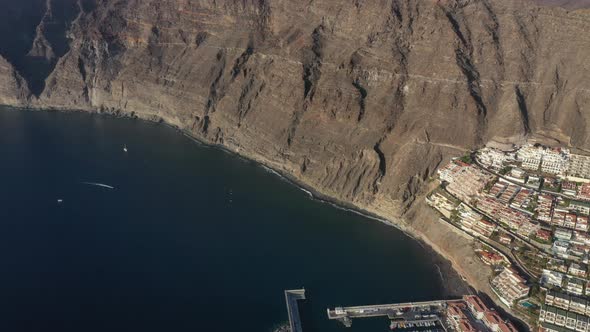 Aerial Panorama of Acantilados De Los Gigantes Cliffs of the Giants at Sunset, Tenerife, Canary