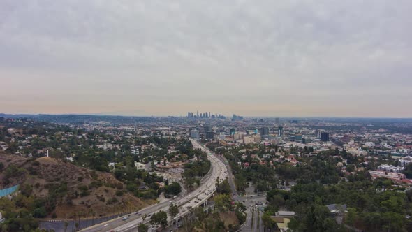 Los Angeles City in the Morning. California, USA. Aerial View