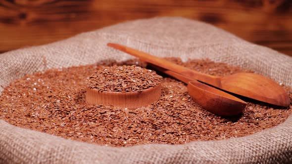 Brown Flax Seed in a Bag Healthy Lifestyle Agriculture Whole Raw Dried Brown Flax Seeds Diet